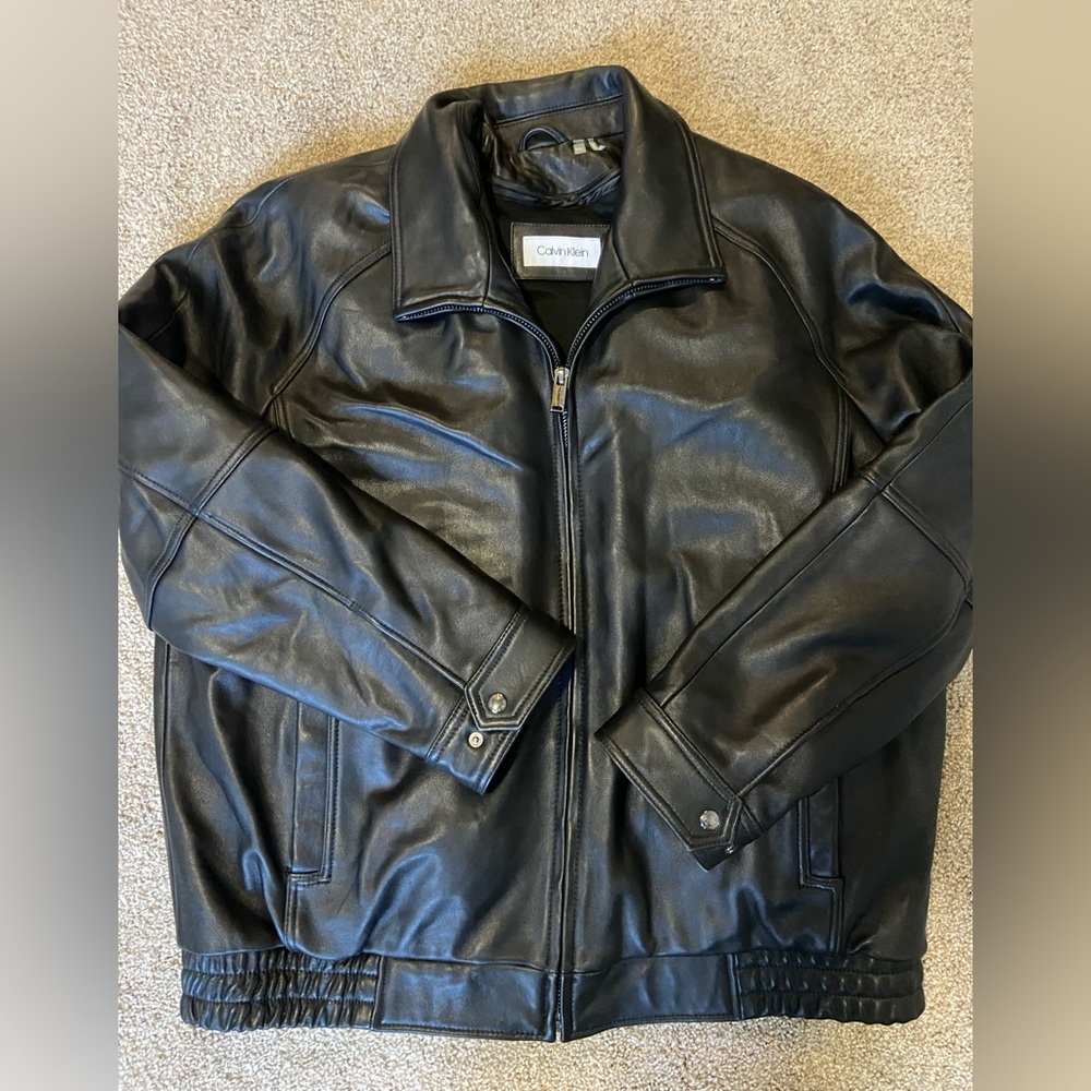 Calvin Klein Men’s XXL Black Motorcycle Leather Jacket
